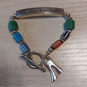 Live Juicy, Live Joyful Inspirational Beaded Charm Bracelet